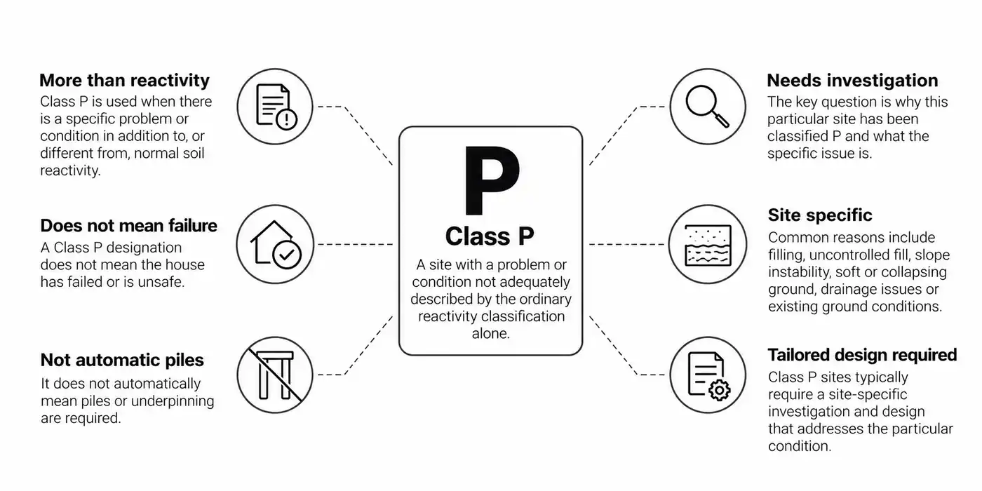Illustration of site conditions relevant to a Class P classification.